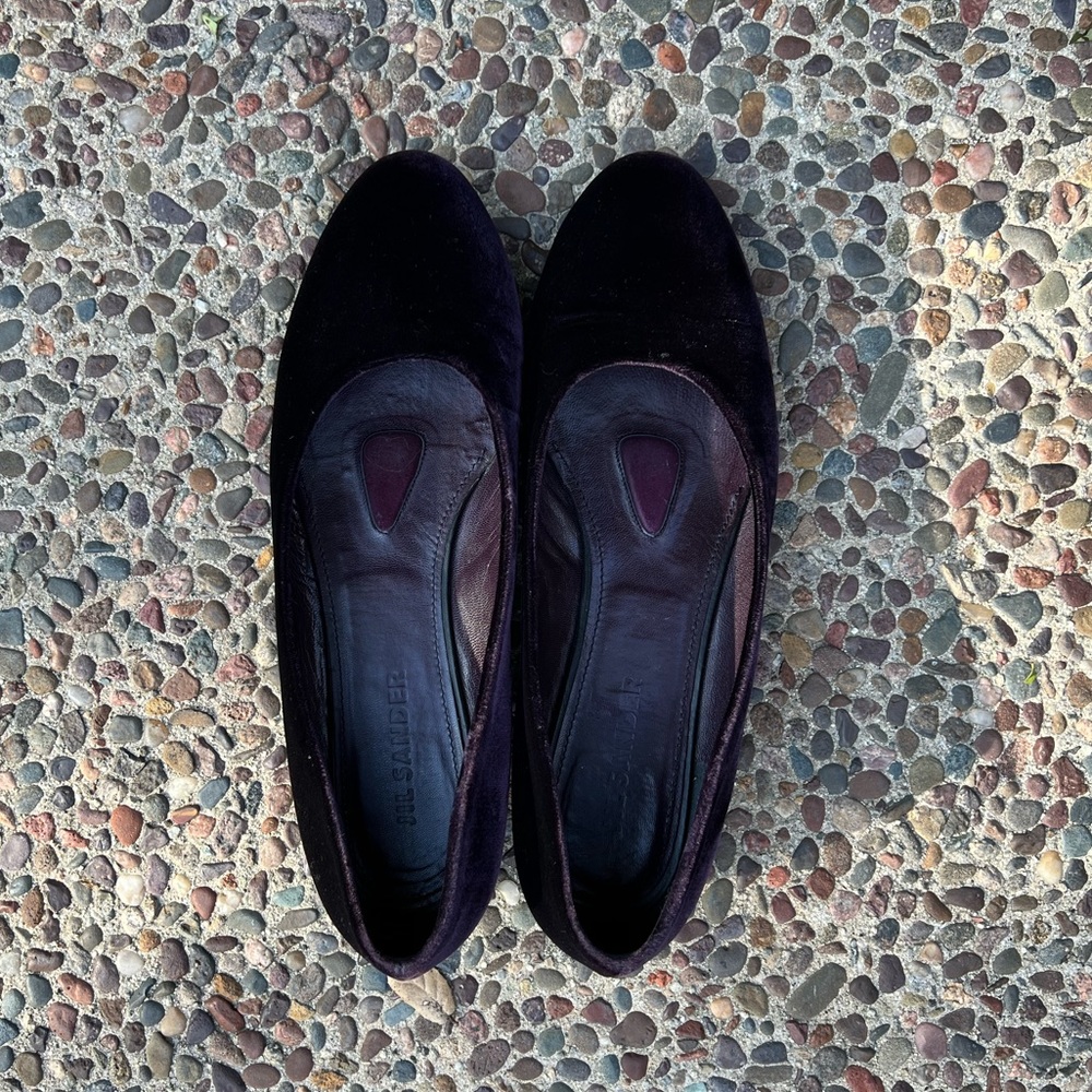 Jill Sander dark purple velvet flats. Size 11 / EU 41